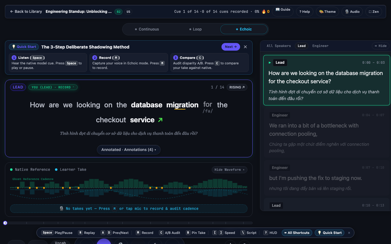 Step 2: Engage Echoic Mode: Cue Isolation & Turn-Taking UI State